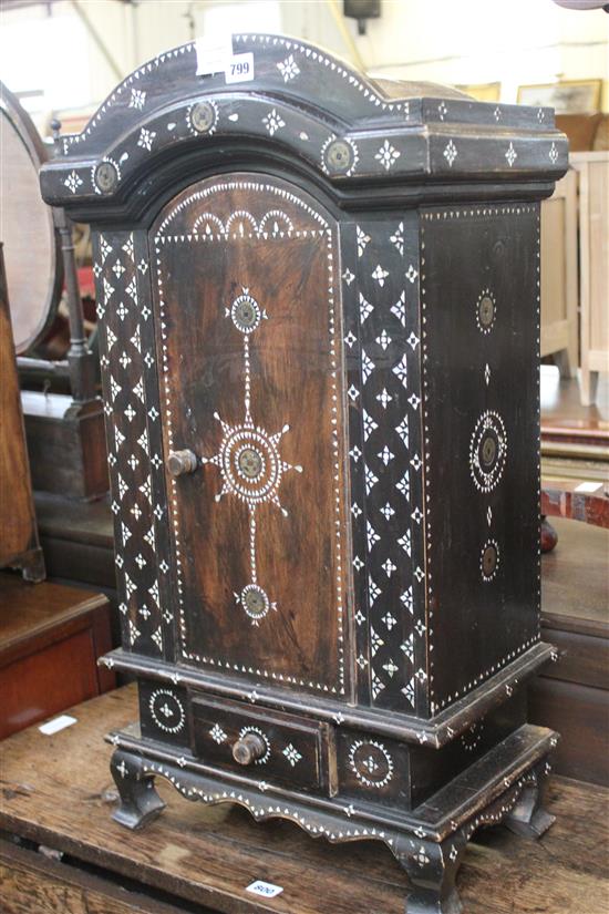 Indian bone and ivory inlaid ebony dwarf cabinet